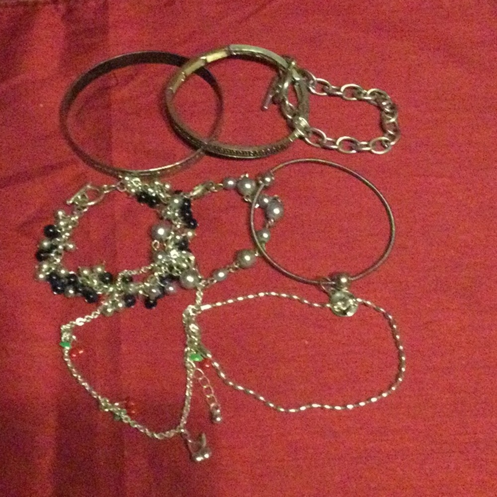 7 Silvertone Bracelets